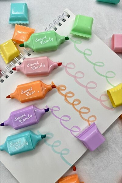 LYLLIA Sweet Candy Çift Uçlu Çantalı 6'lı Marker Kalem Set / Fosforlu Kalem /...