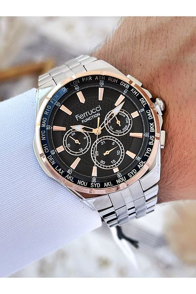 Ferrucci Functions Active 3 Atm Waterproof Steel Band Men Wrist Watch Fc03324Fm.1