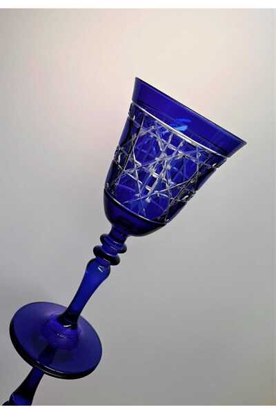 dekorasyon garajı Kristal Kesme Kadeh Bardak Mavi 1 Adet