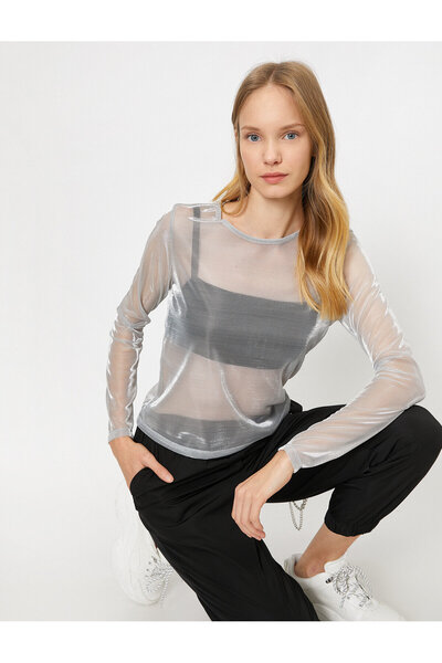 Koton Μακρυμάνικο μπλουζάκι με λαιμόκοψη