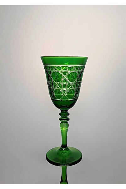 dekorasyon garajı Kristal Kesme  Kadeh Hasır Desen Yeşil 1 Adet