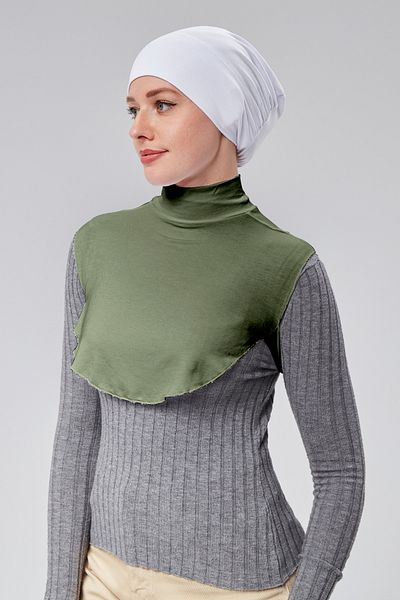 Sonbaharmoda Women &Apos; S Hijab Dress in Khaki - Combed Cotton with Half Throat and Bagel Neck Collar
