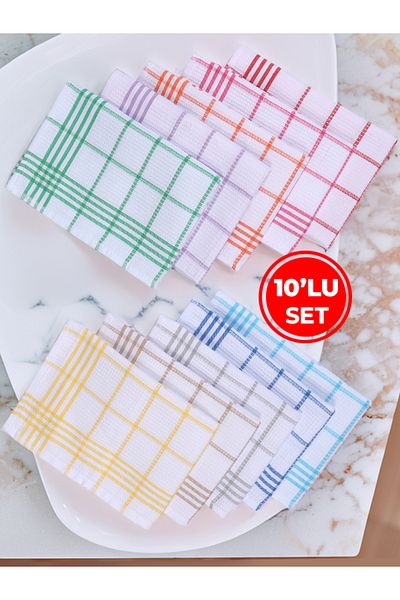 Tuable طقم قماش لتجفيف المطبخ وغطاء للتغذية بنمط الوافل الملون مقاس 50 × 70 سم - منديل أمريكي