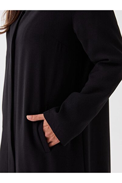 LC Waikiki Yeni Siyah Kadın Dik Yaka Düz Trençkot