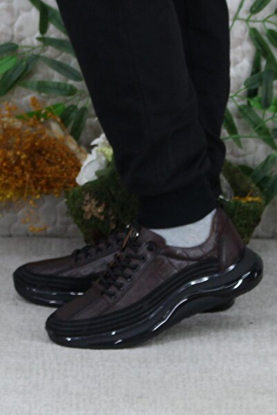 Mehmet Mete 2402 Кава Зручні гумові шнурівки Справжня шкіра Чоловічі черевики