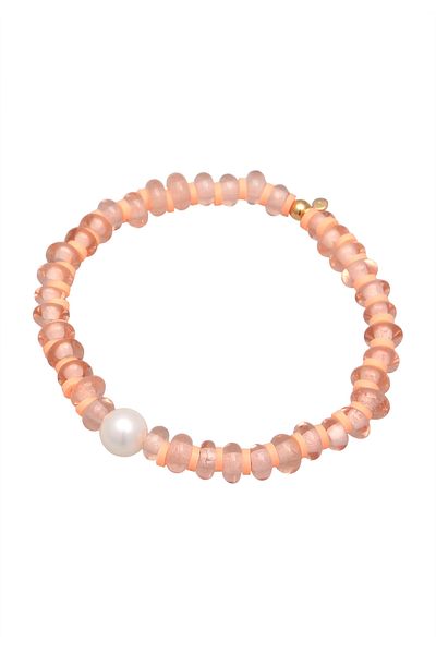 ELLI Armband Damen Glasperlen Heishi Scheibe und Muschelkern 925 Silber