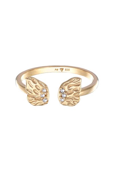 ELLI Ring Ladies Open Butterfly Wings With Zirconia In 925 Sterling Silver Gold Plated