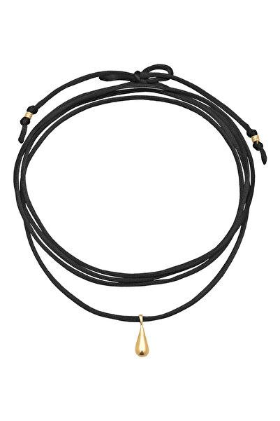 ELLI Dámský náhrdelník s přívěskem a saténovou černou barvou ze sterlingového stříbra 925