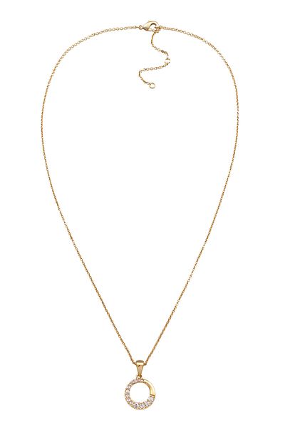 ELLI Necklace Ladies Circle Pendant Round Geo Gold Coloured With Crystals