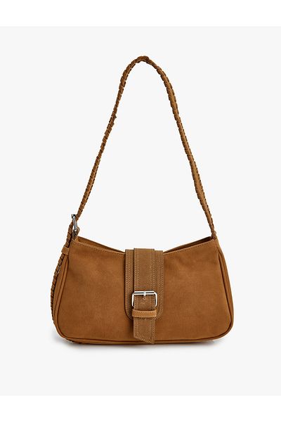 Koton Τσάντα ώμου Suede Look με λεπτομέρεια αγκράφα - με φερμουάρ