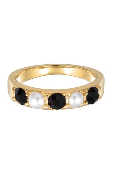 ELLI Ring Ladies Band Glass Beads Trend Gold Coloured With Crystals