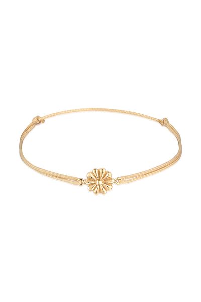 ELLI Damen-Armband mit Blumenanhänger – Nylon, 925er Sterlingsilber, vergoldet