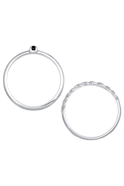 ELLI Dámský prsten Basic Set Classic Twisted se syntetickou perlou ze sterlingového stříbra 925