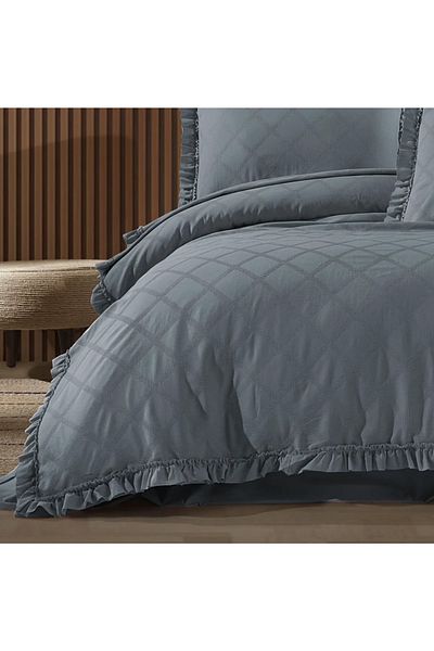 PureText |   Purezen |   100% Cotton Muslin Jacquard Double Pique Set |   Pigeon Blue