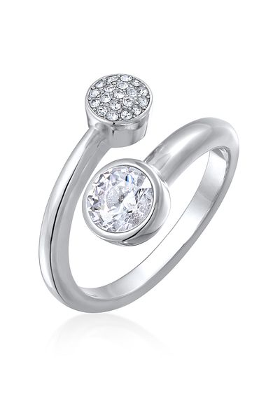 ELLI Ring Damen Wickel offen silberfarben mit Kristallen