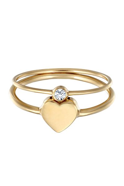 ELLI Ring Ladies Solitaire Heart Love Set With Crystal In 925 Sterling Silver