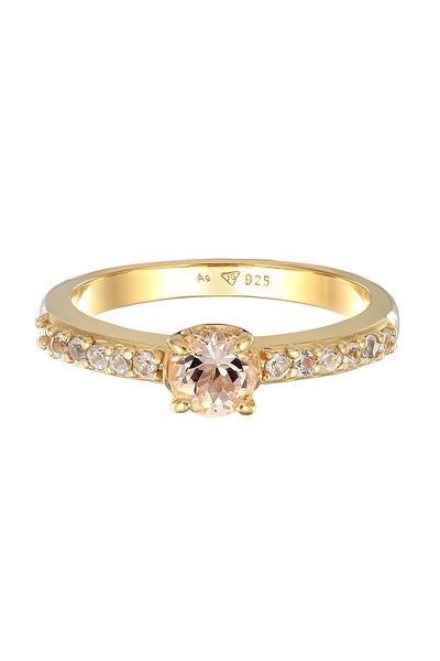 ELLI Prsten Dámský zásnubní prsten Elegantní 925 Sterling Silver pozlacený s topazem a morganitem
