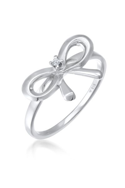 ELLI Ring Damen Schleife Trend mit Diamant (0,015 CT.) in 925 Sterling Silber