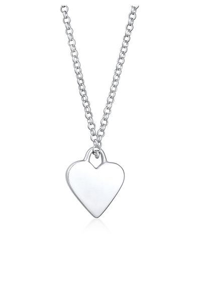 ELLI Halskette Damen Herz Plättchen Anhänger filigran aus 925 Sterling Silber