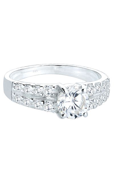 ELLI Ring Damen Verlobung Glänzend Mit Zirkonia Kristallen In 925 Sterling Silber