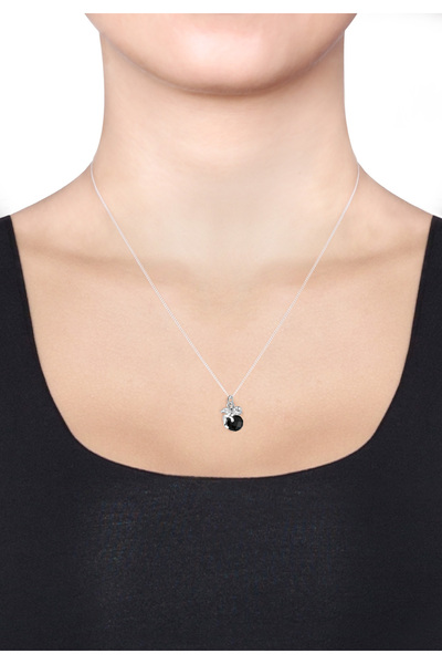 ELLI Dámský náhrdelník s andělským přívěskem a krystaly ze sterlingového stříbra 925