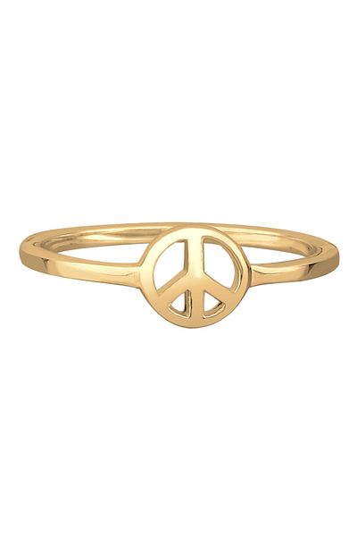 ELLI Ring Ladies Statement Peace Symbol In 925 Sterling Silver Gold Plated