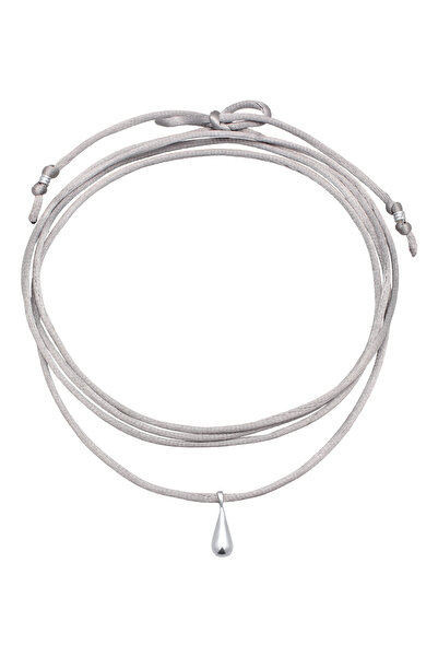 ELLI Dámský náhrdelník s přívěskem a saténovou černou barvou ze sterlingového stříbra 925