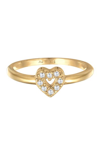 ELLI Ring Ladies Stack Heart Romantic Sparkling With Zirconia In 925 Sterling Silver