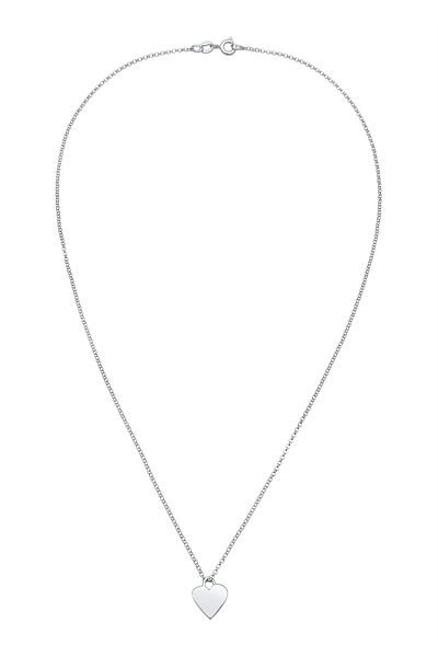 ELLI Halskette Damen Herz Plättchen Anhänger filigran aus 925 Sterling Silber