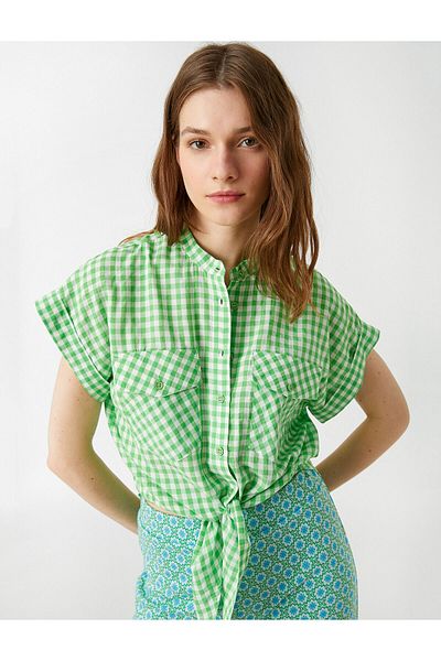 Koton Shirt with Pockets, Short Sleeve, Judge Collar