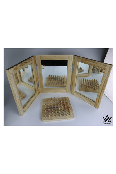 Assa Wood نهج ريجيو إميليا - مجموعة مرآة ثلاثية كبيرة الحجم (30,5 سم × 38 سم)