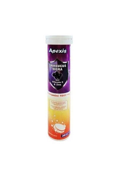Apexis Sambucus Vitamin C 1000 Mg Zinc 20 Effervescent Tablets