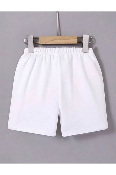 YALÇIN White Printed Women's Mini Shorts - Elastic Waist