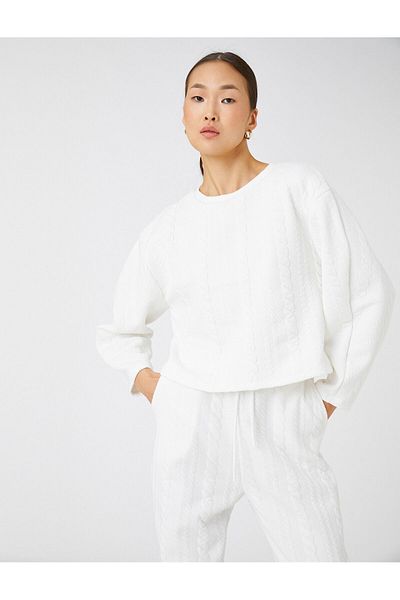 Koton Knit Print Crop mikina - dlouhý rukáv