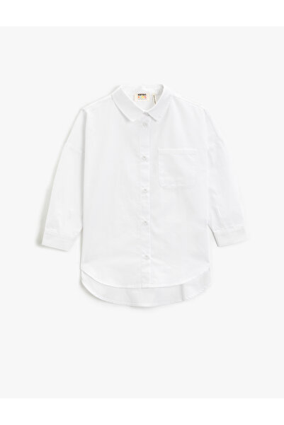 Koton Cămașă oversize cu un singur buzunar cu mânecă lungă din bumbac