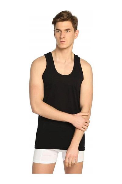 SİERNA Men's Black Colored Strap Undershirt 1 Piece Srn-001743
