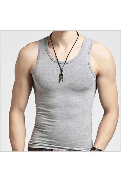 SİERNA Men's Strappy Combed Cotton Gray Undershirt (Pack of 6) Srn-001626