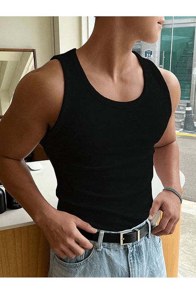 PİERLES Economical Cotton Men's Black Undershirt