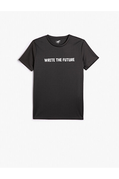 Koton Tricou sport imprimat la spate cu detaliu slogan Mânecă scurtă cu decolteu