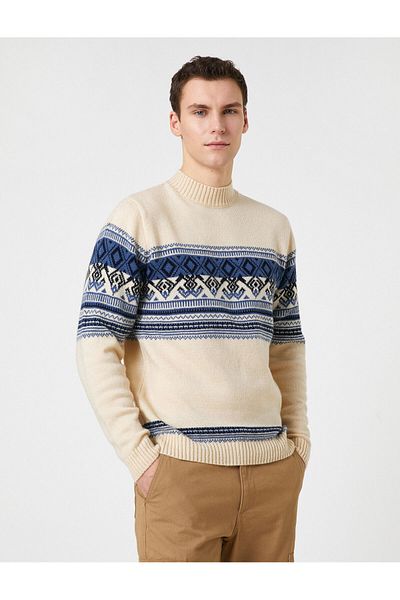 Koton Knitwear Sweater Half Turtleneck Ethnic Themed