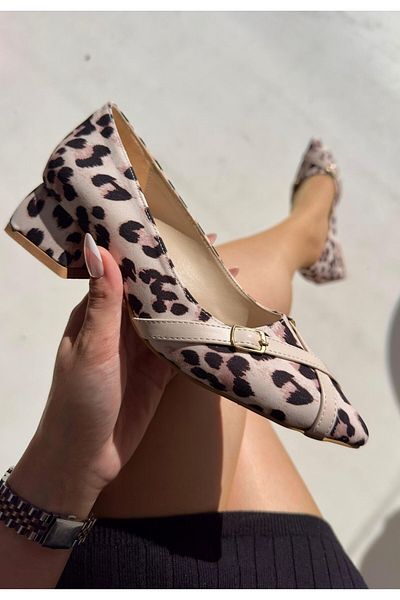 Moka Shopin MokaShopin Jooni Cheetah Satin Pantofi cu toc
