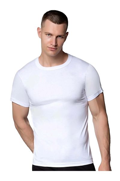 PİERLES 6-Piece Men's Combed Cotton White Crew Neck Undershirt -P01
