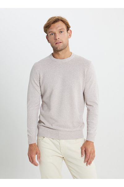 ALTINYILDIZ CLASSICS Altınyıldız Classics Bicycle Collar Standard Beige Melange Men's Sweater Ace492510287/Trico Cycling Collar