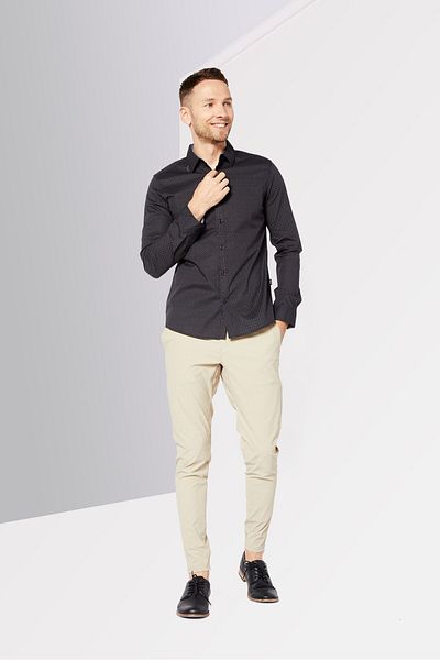 Dkny Men Regular Fit Allover Print Long Sleeve Casual Shirt, Black