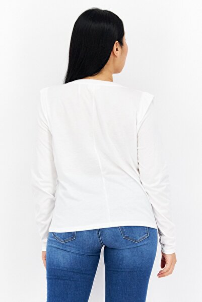 s.Oliver Women Round Neck Long Sleeve Graphic Print Top, White