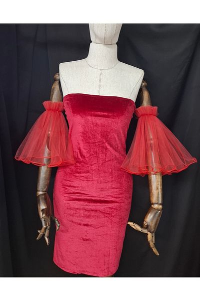 es moda shop Sonday2 - Red Tulle Oversleeve Shoes