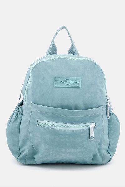 I Love Fashion Women Brand Logo Mini Backpack 27 H x 22 L x 12 W cm, Sage Blue