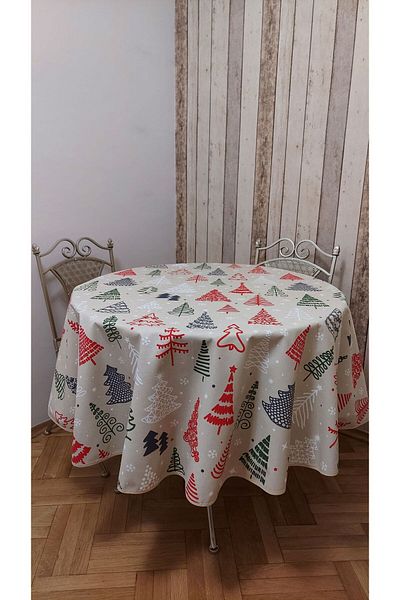 gonk Round,Christmas Patterned,Duck (Liquid Protective,Stain-Protective) Fabric,Tablecloth
