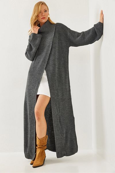 Detua Women's Slit Long Loose Poncho Dress