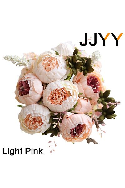 Choice Light Pink Jjyy Artificial Flowers Bouquet 13 Heads European Style Peony Silk Flowers High Quality P